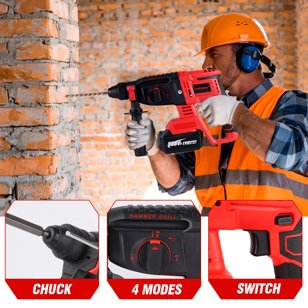 ONEVAN 26mm 2000W Brushless Cordless Hammer Drill | For Makita 18V Battery