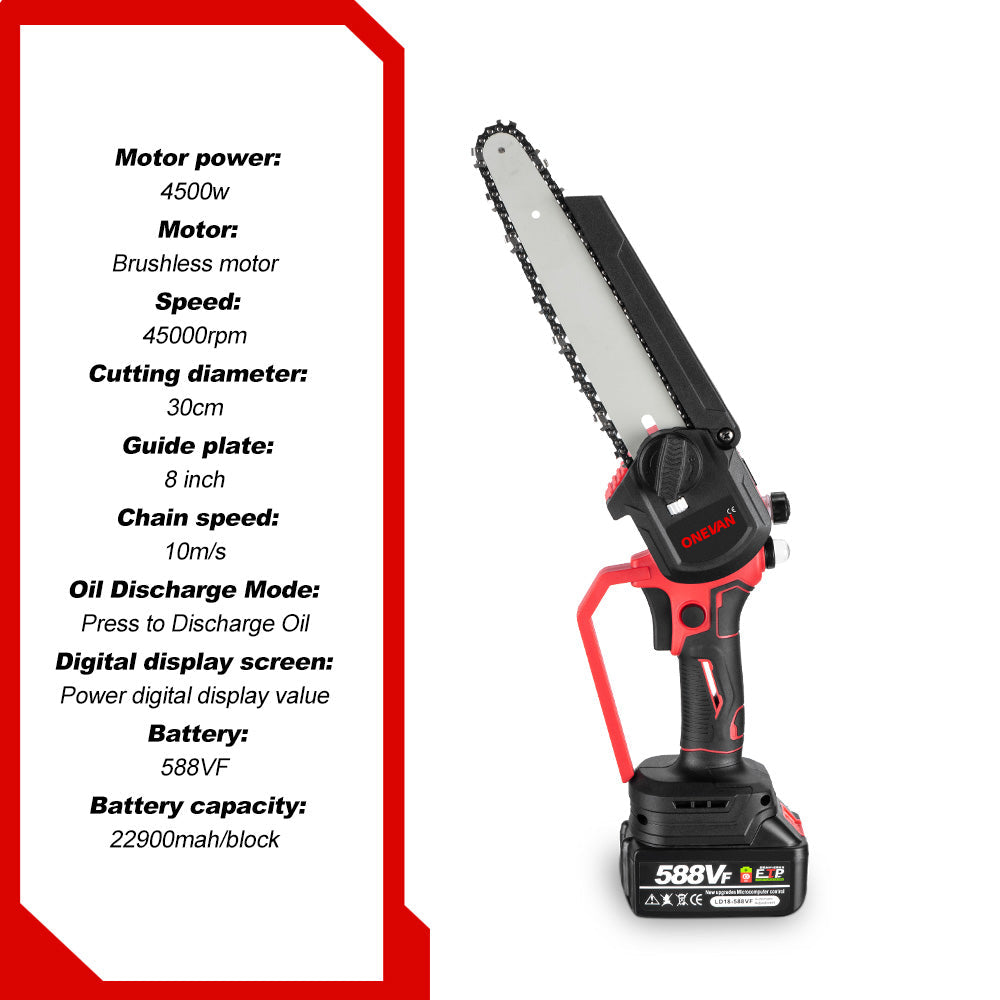 ONEVAN 30mm & 50mm Pruning Shears | 8 Chainsaw & 8 Pole Chainsaw | 510mm Hedge Trimmer Brushless Cordless 5?Pc. Combo Kit