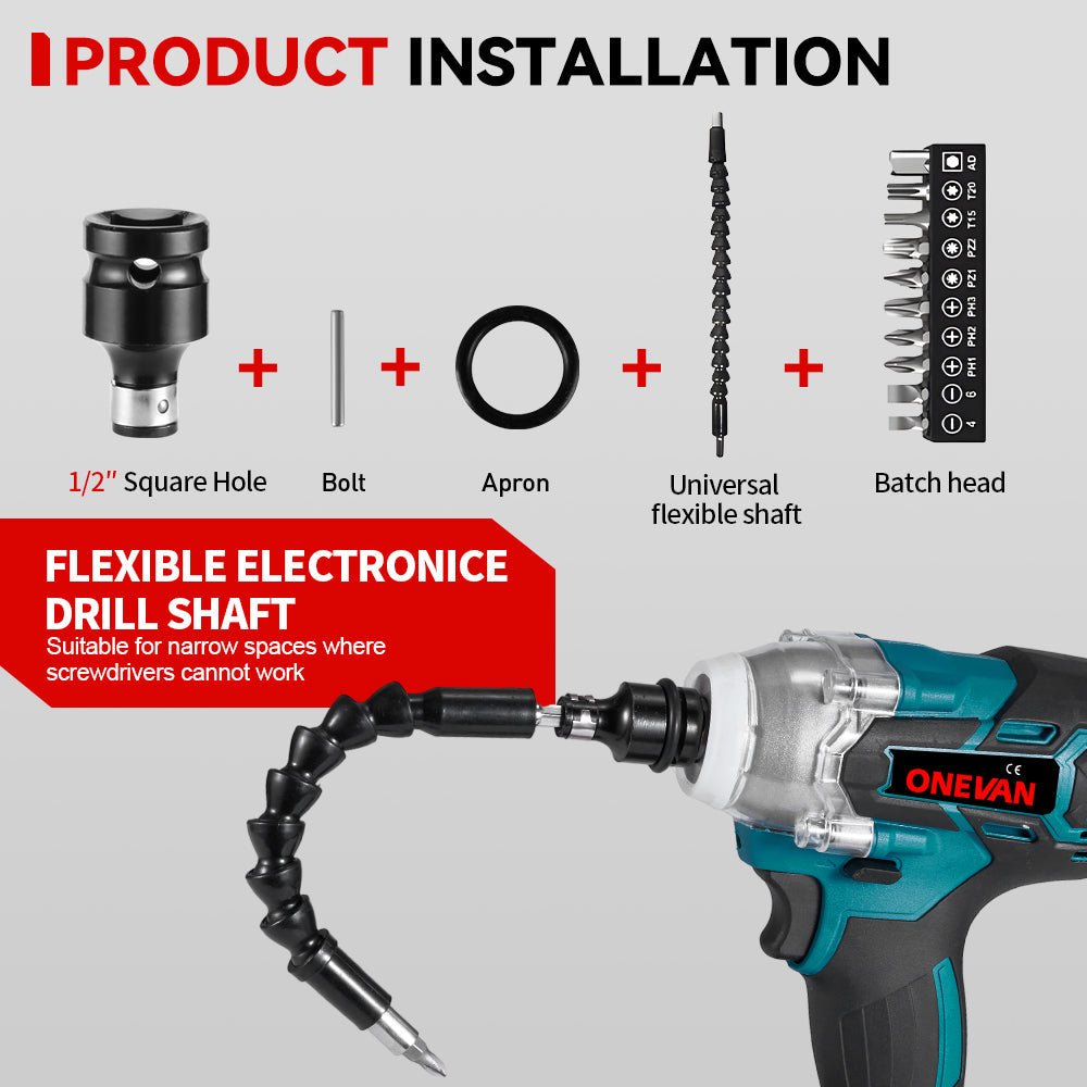 ONEVAN 44-Piece Ratchet Wrench Accessory Set with 1/2 Square Drive Sockets and Combination Kit