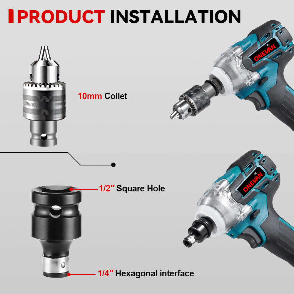 ONEVAN 44-Piece Ratchet Wrench Accessory Set with 1/2 Square Drive Sockets and Combination Kit