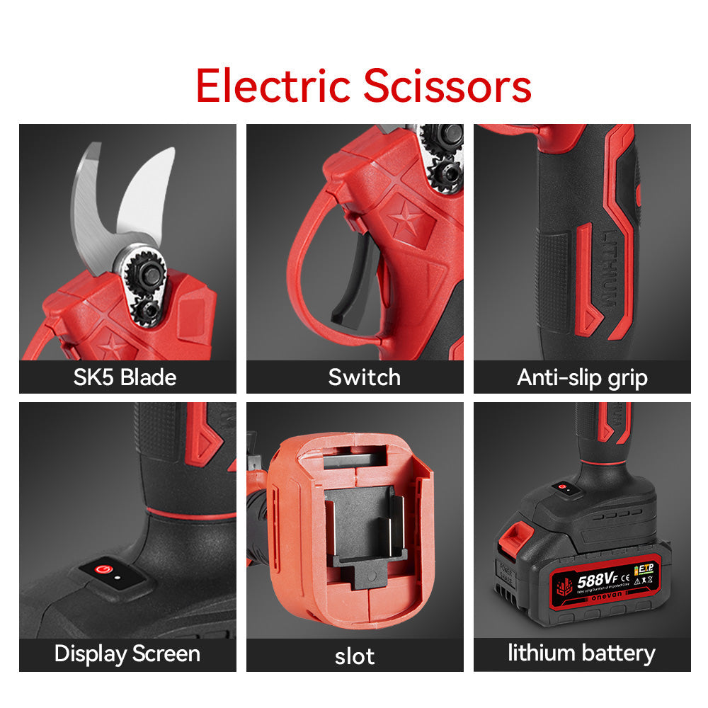 ONEVAN 6 Chainsaw & 25mm Pruner with 2m Telescoping Pole Brushless Cordless Combo Kit