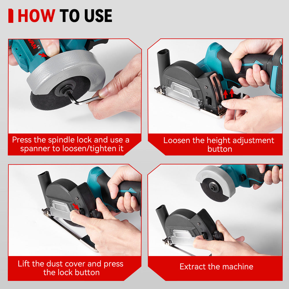 ONEVAN 76mm Brushless Cordless Angle Grinder | For Makita 18V Battery