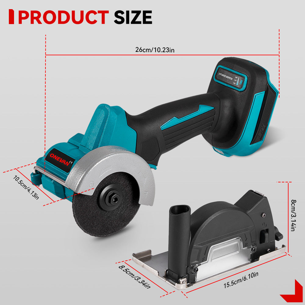 ONEVAN 76mm Brushless Cordless Angle Grinder | For Makita 18V Battery