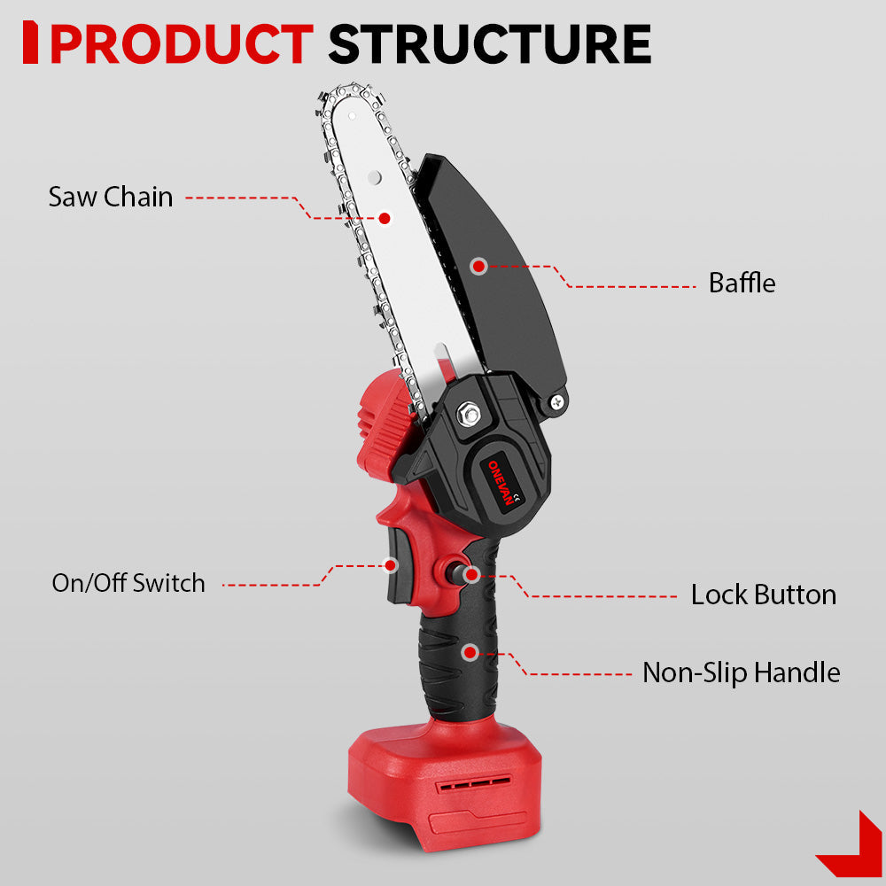 ONEVAN 6 Chainsaw & 25mm Pruner with 2m Telescoping Pole Brushless Cordless Combo Kit