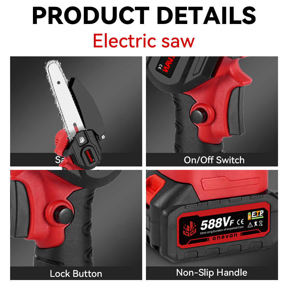 ONEVAN 6 Chainsaw & 25mm Pruner with 2m Telescoping Pole Brushless Cordless Combo Kit