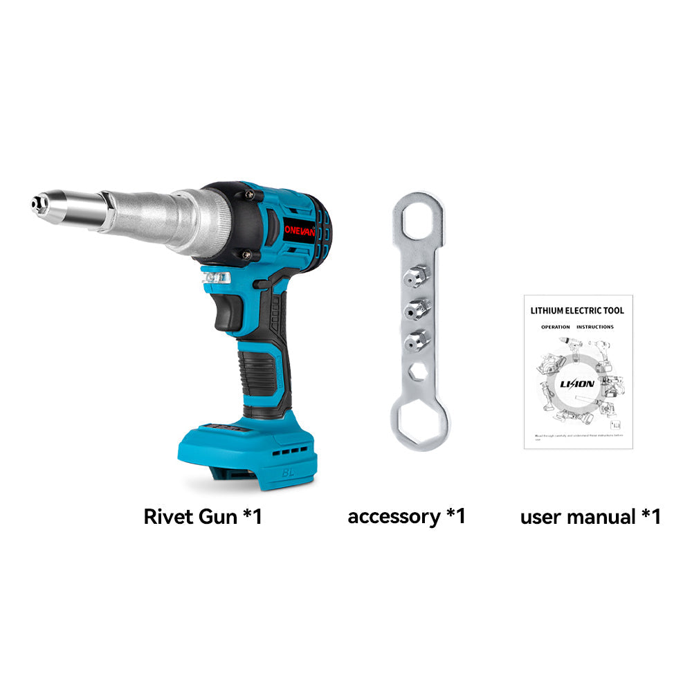 ONEVAN Paint Spray Gun & Green Laser Level & Electric Rivet Gun Brushless Cordless 3?Pc. Combo Kit 6.0Ah
