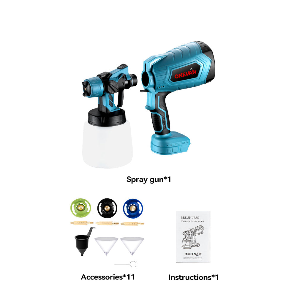 ONEVAN Paint Spray Gun & F30G Nail Gun & 32mm Reciprocating Saw Brushless Cordless 3?Pc. Combo Kit 6.0Ah