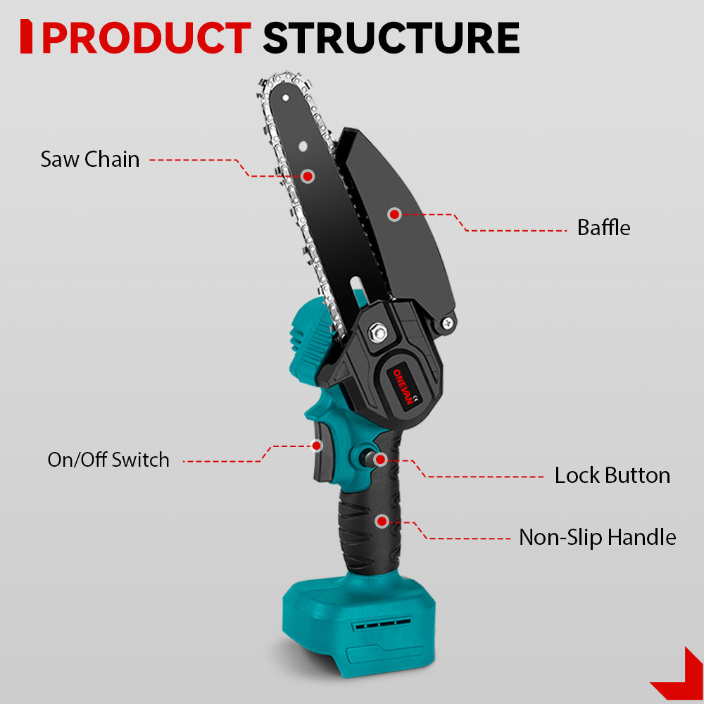 ONEVAN 520N¡¤m Wrench & 6 Chainsaw & 25mm Pruner with 2m Telescoping Pole Brushless Cordless Combo Kit