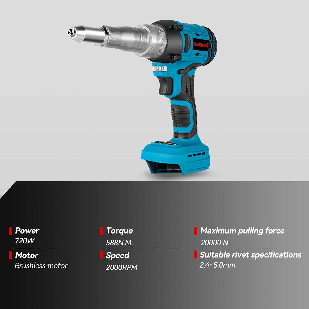 ONEVAN Paint Spray Gun & Green Laser Level & Electric Rivet Gun Brushless Cordless 3?Pc. Combo Kit 6.0Ah