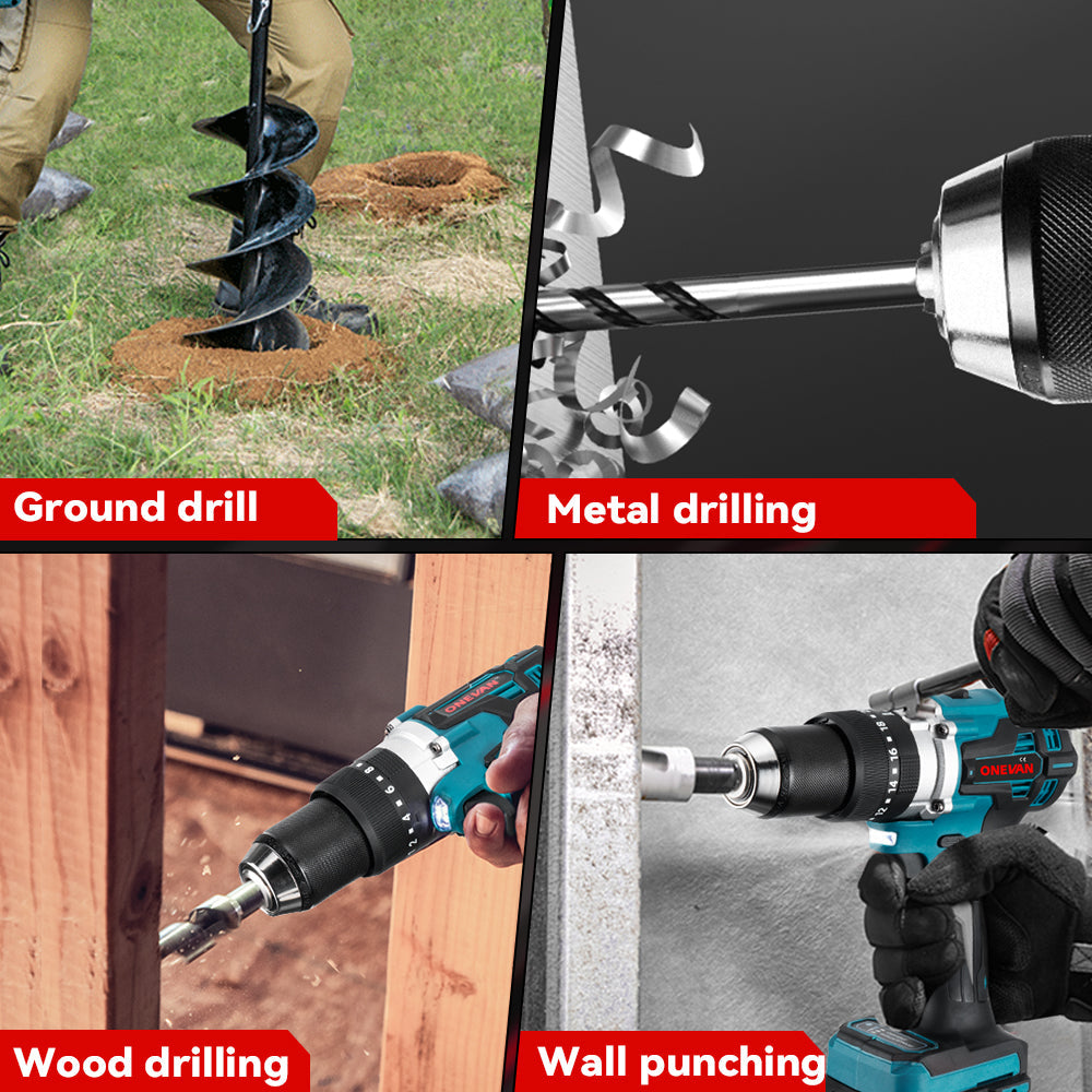 ONEVAN 650N¡¤m 13mm Brushless Cordless Drill 20+3 Torque | For Makita 18V Battery