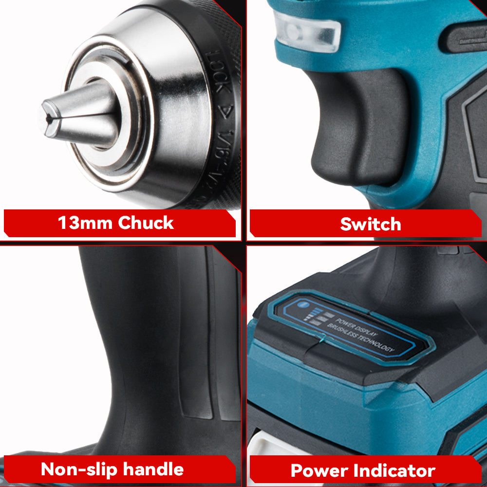 ONEVAN 650N¡¤m 13mm Brushless Cordless Drill 20+3 Torque | For Makita 18V Battery