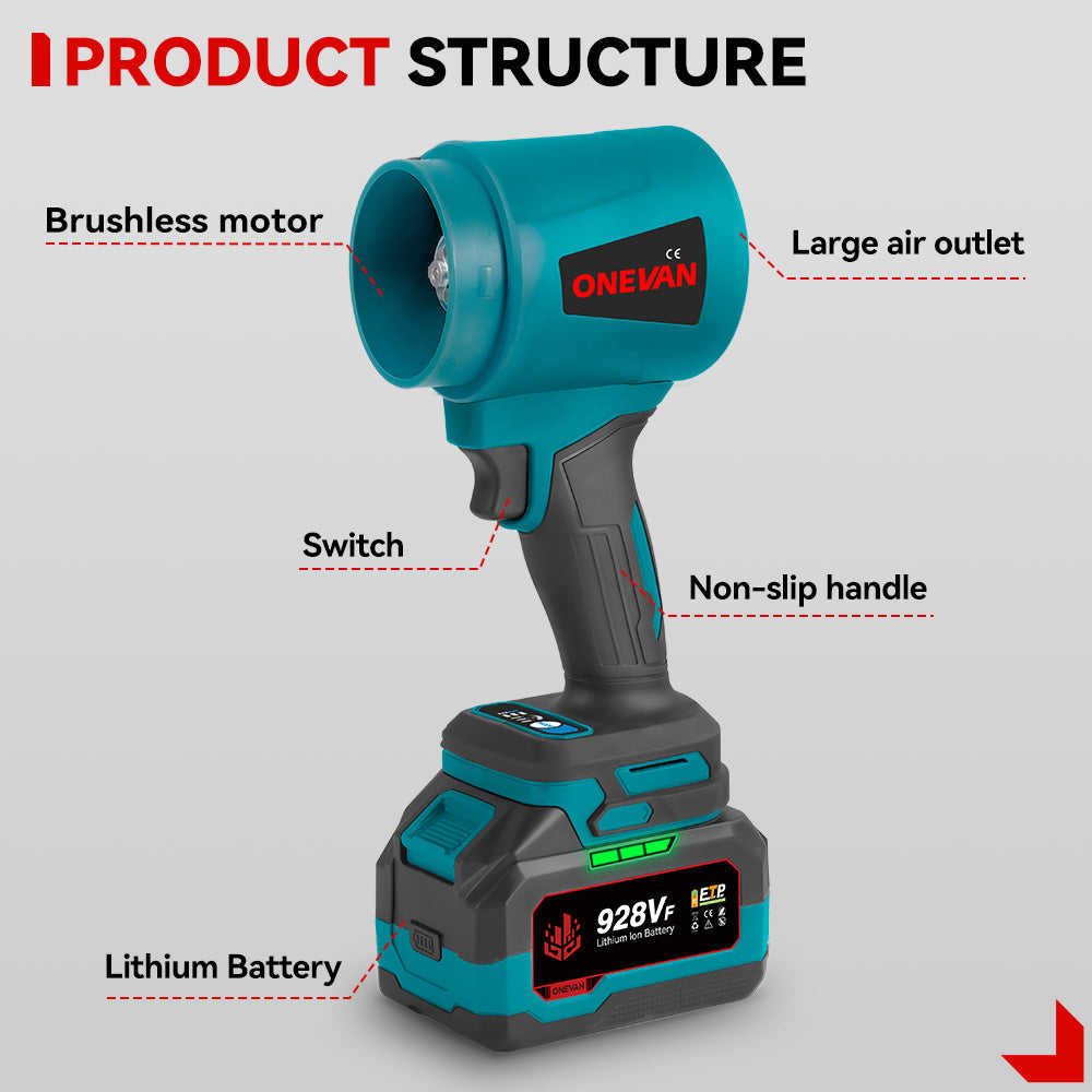 ONEVAN 4000W Brushless Ducted Turbo Fan Cordless High-Pressure Snow Blower | For Makita 18V Battery