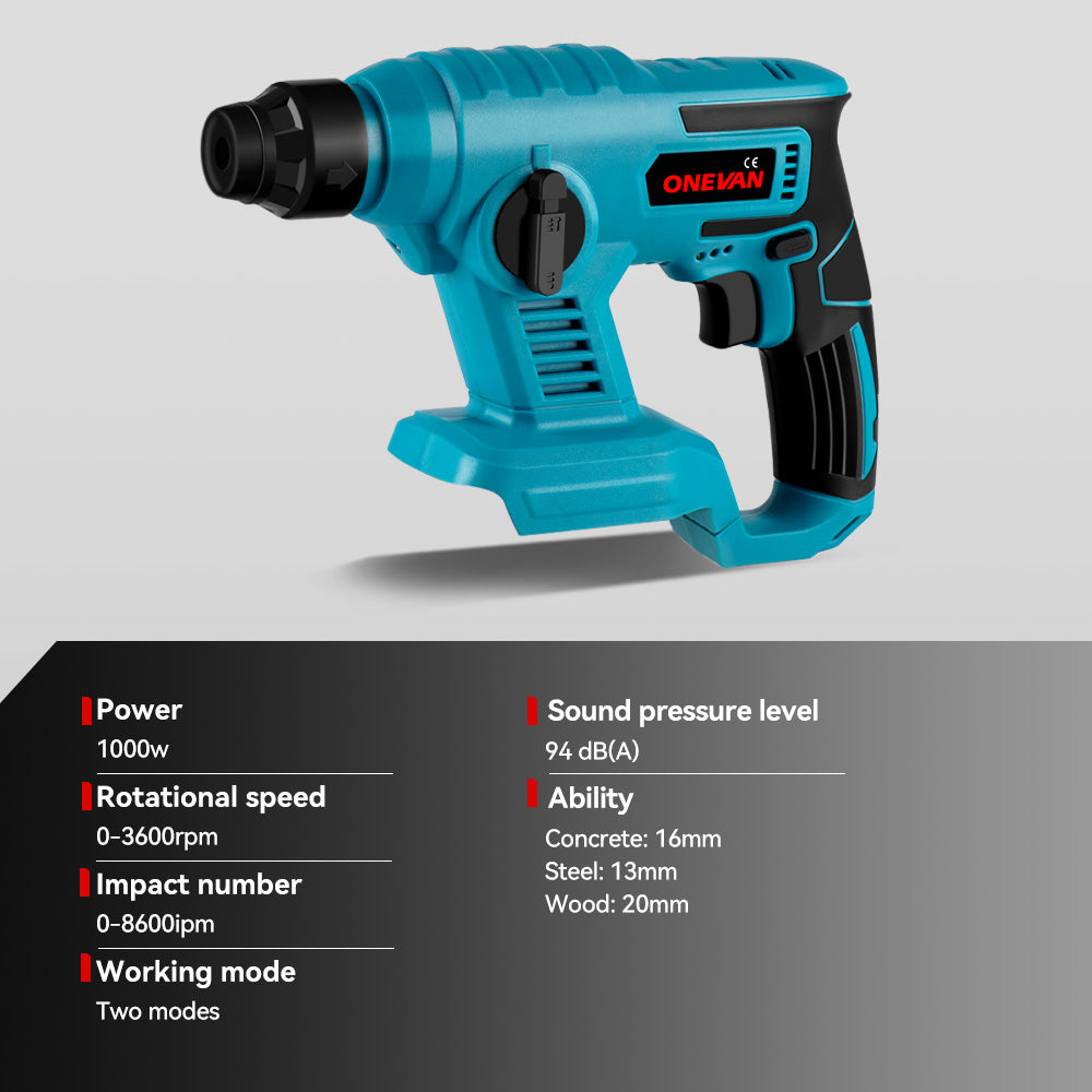ONEVAN 1/2 1200N¡¤m Impact Wrench & 125mm Grinder & 13mm Drill & Hammer Drill Brushless Cordless 4?Pc. Combo Kit 6.0Ah