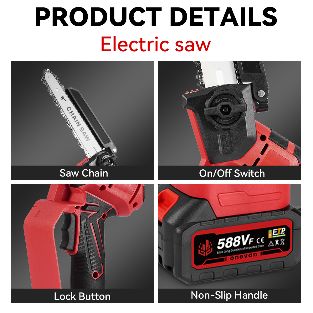 ONEVAN 8 Cordless Pole Saw 2 In 1 Brushless Chainsaw with Telescoping Pole(1.08-2.01m) | For Makita 18V Battery