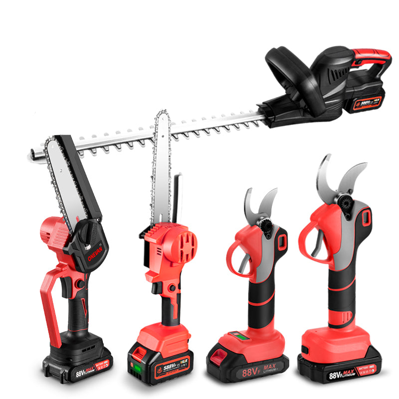 ONEVAN 30mm & 50mm Pruning Shears | 8 Chainsaw & 8 Pole Chainsaw | 510mm Hedge Trimmer Brushless Cordless 5?Pc. Combo Kit