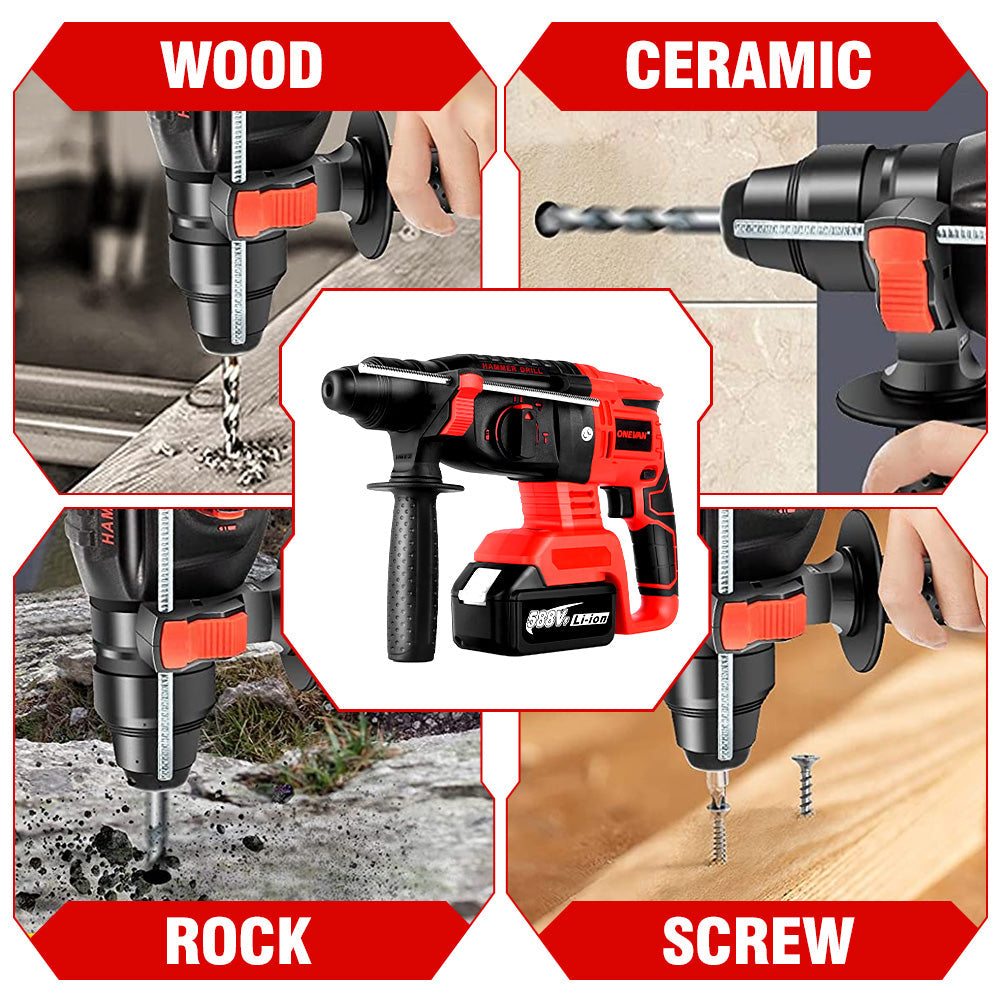 ONEVAN 26mm 2000W Brushless Cordless Hammer Drill | For Makita 18V Battery