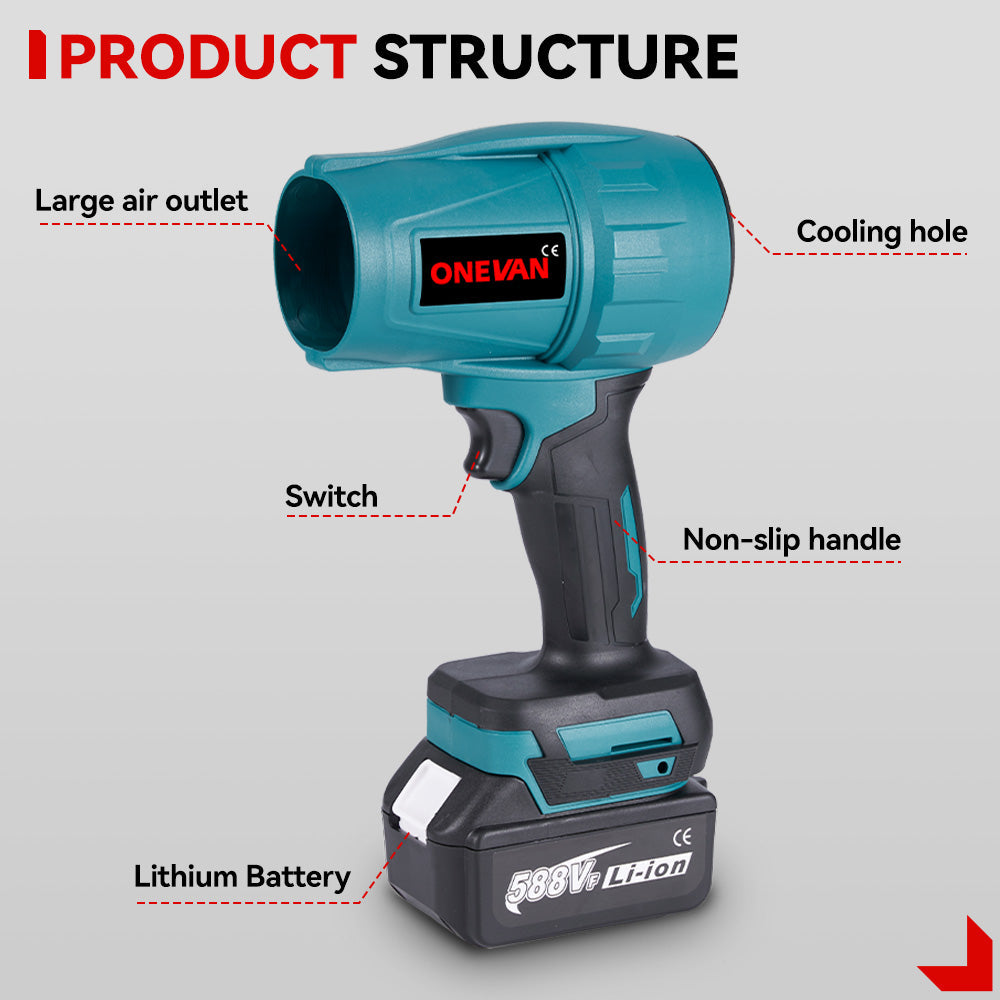 ONEVAN 1500W Turbocharged Brushless Blower High-Performance Wind Machine | For Makita 18V Battery