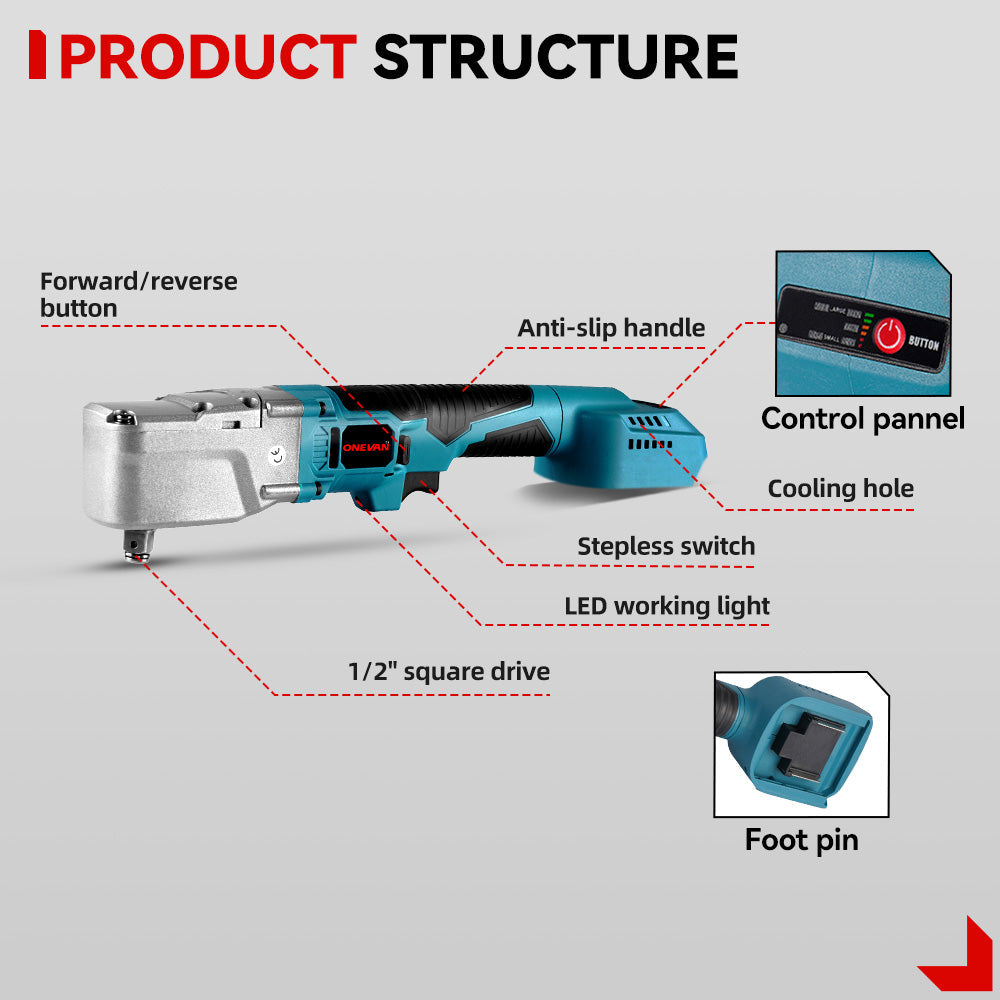 ONEVAN 3/4 3100N¡¤m Impact Wrench & 1/2'' 1000N¡¤m Ratchet Wrench Brushless Cordless 2?Pc. Combo Kit 6.0Ah