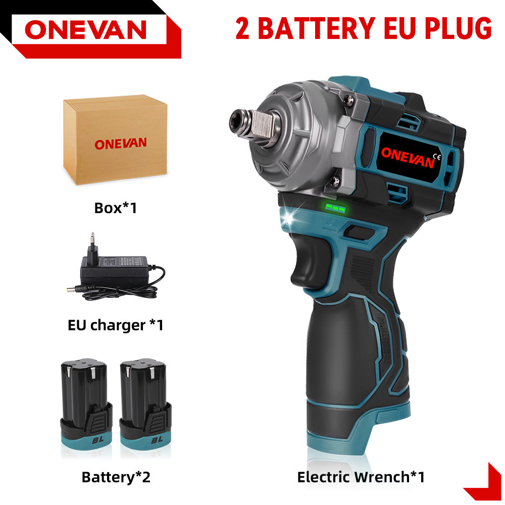 ONEVAN 16.8V 1/2 500N¡¤m Brushless Cordless Impact Wrench With 2 Batteries & Charger