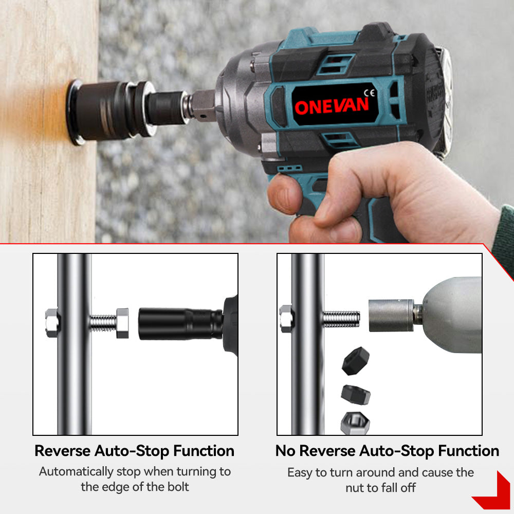 ONEVAN 16.8V 1/2 500N¡¤m Brushless Cordless Impact Wrench With 2 Batteries & Charger