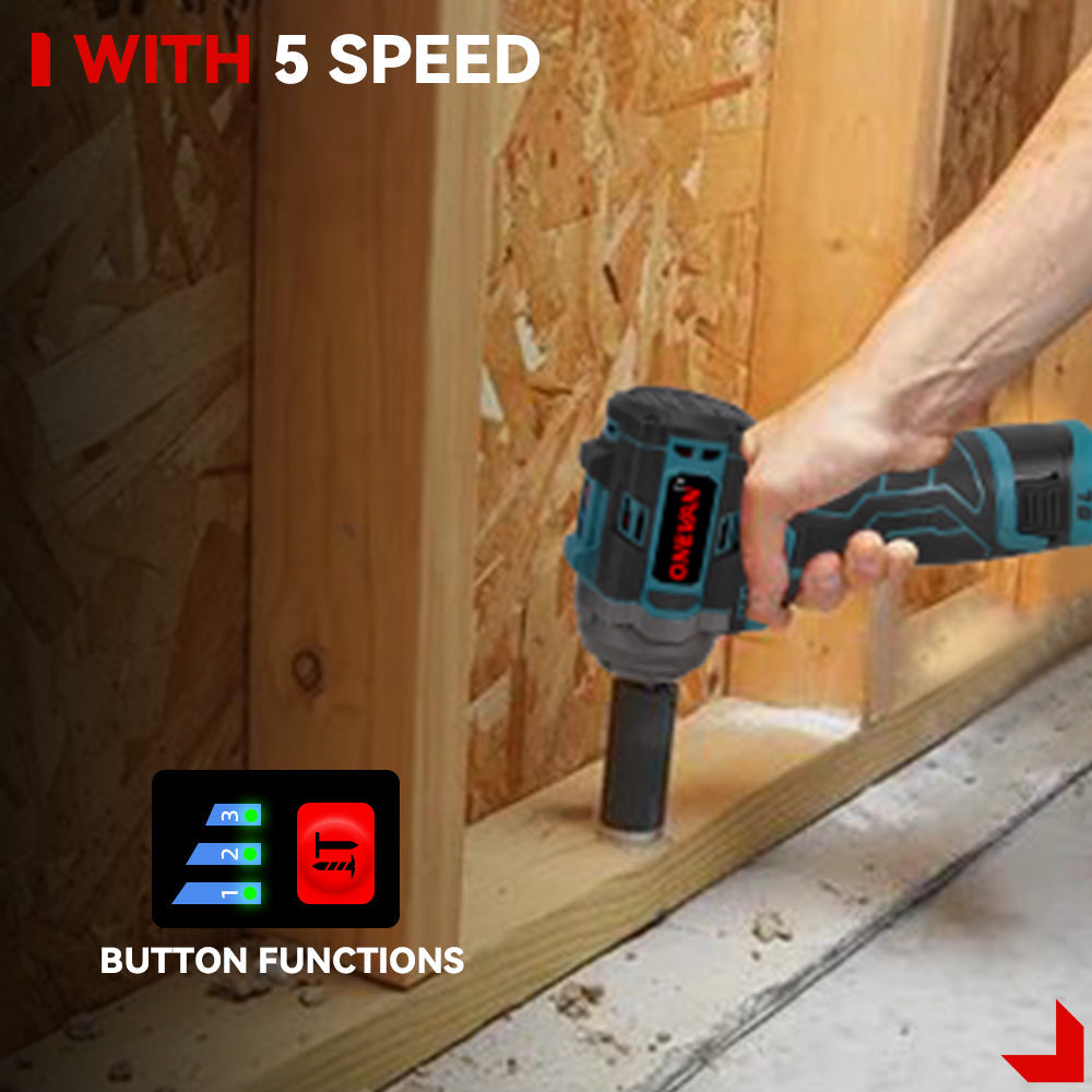 ONEVAN 16.8V 1/2 500N¡¤m Brushless Cordless Impact Wrench With 2 Batteries & Charger