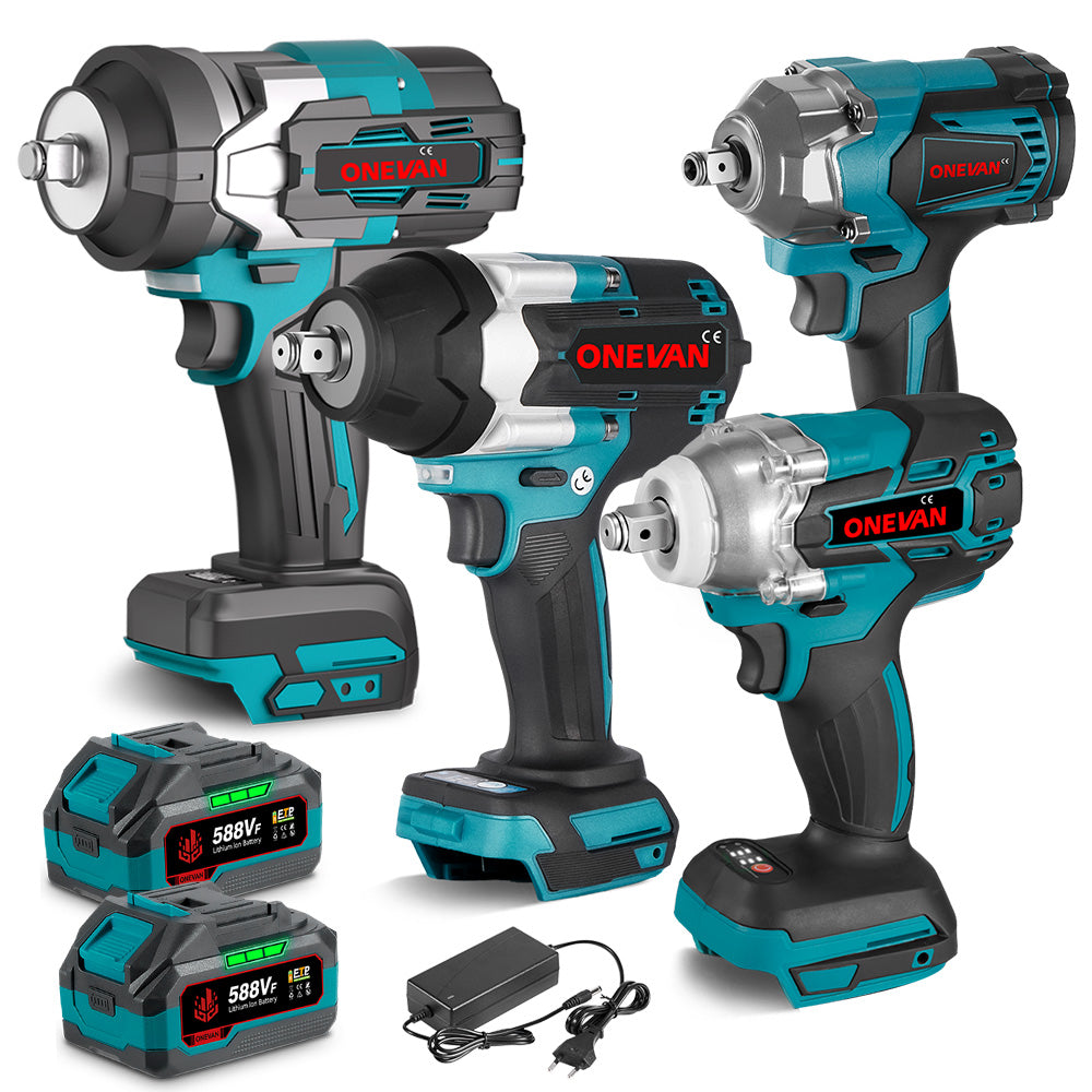 ONEVAN 1/2 520N¡¤m & 1200N¡¤m & 1800N¡¤m & 2800N¡¤m Impact Wrench Brushless Cordless 4-Pc. Combo Kit 6.0Ah