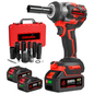 ONEVAN 1/2 1200N¡¤m Brushless Cordless Impact Wrench With 2 Batteries & 12-Piece Socket Set