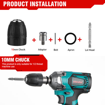 ONEVAN 12Pcs Set Electric Impact Wrench Hexs Socket Adapter Kit