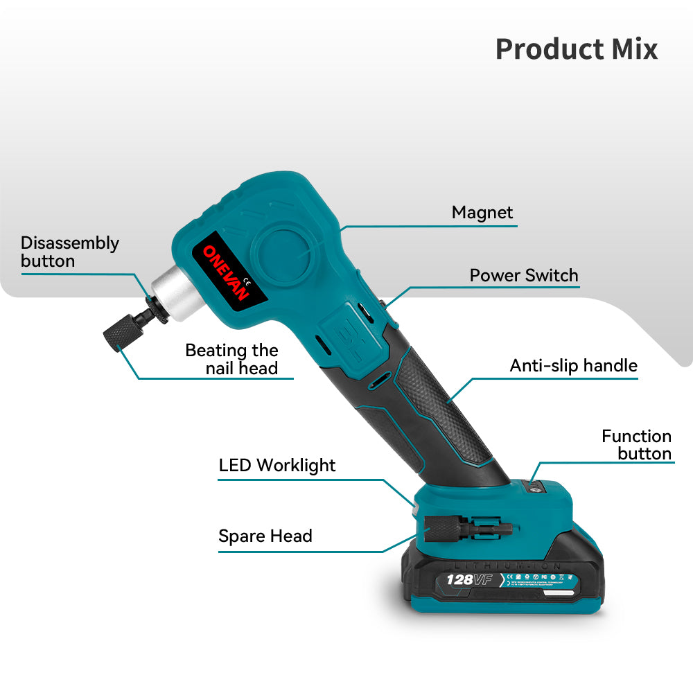 ONEVAN 20V Brushless Cordless Auto Hammer | For Makita 18V Battery
