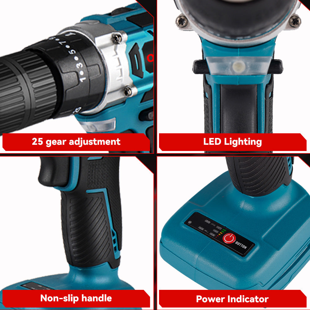 ONEVAN 450N¡¤m Brushless Cordless Impact Drill 25+3 Torque | For Makita 18V Battery