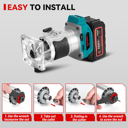 ONEVAN Cordless Woodworking Trimming Machine with Transparent Base | For 18V Makita Battery