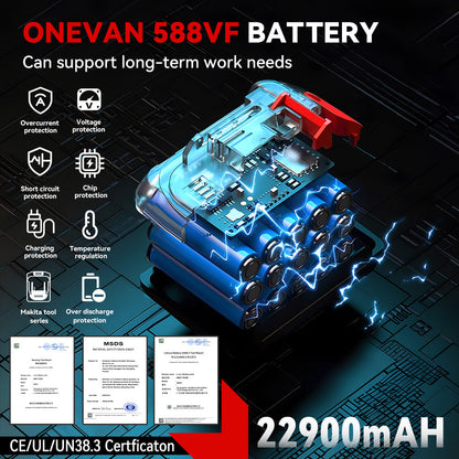 ONEVAN 5500W Brushless Cordless 5-Speed Snow/Leaf Blower | For Makita 18V Battery