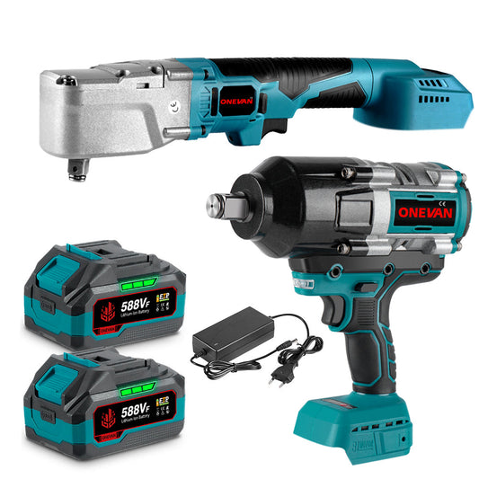 ONEVAN 3/4 3100N¡¤m Impact Wrench & 1/2'' 1000N¡¤m Ratchet Wrench Brushless Cordless 2?Pc. Combo Kit 6.0Ah