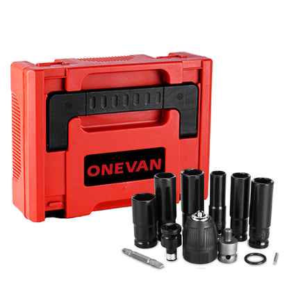 ONEVAN 1800N¡¤m Cordless Wrench Tool Storage Case with 12-Piece Wrench Set