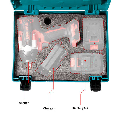 ONEVAN 1800N¡¤m Cordless Wrench Tool Storage Case with 12-Piece Wrench Set