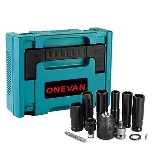 ONEVAN 1800N¡¤m Cordless Wrench Tool Storage Case with 12-Piece Wrench Set