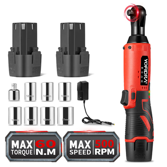 ONEVAN 12V 60N¡¤m Cordless 3/8 Right Angle Ratchet Wrench for Car Repair
