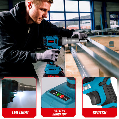 ONEVAN 20000N Brushless Electric Rivet Gun | For Makita 18V Battery