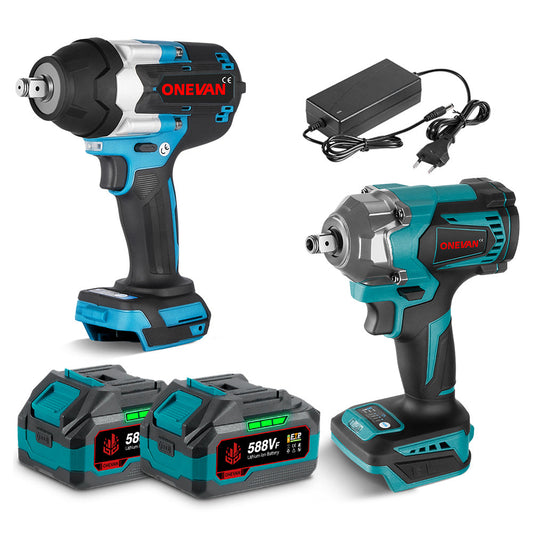 ONEVAN 1/2 1200N¡¤m & 1/2 1800N¡¤m Impact Wrench Brushless Cordless 2-Pc. Combo Kit 6.0Ah