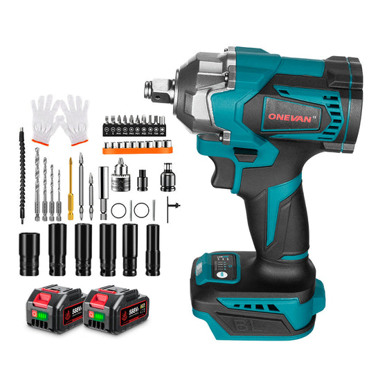 ONEVAN 1/2 1200N¡¤m Brushless Cordless Impact Wrench Set ¨C 44-Piece Kit | For Makita 18V Battery