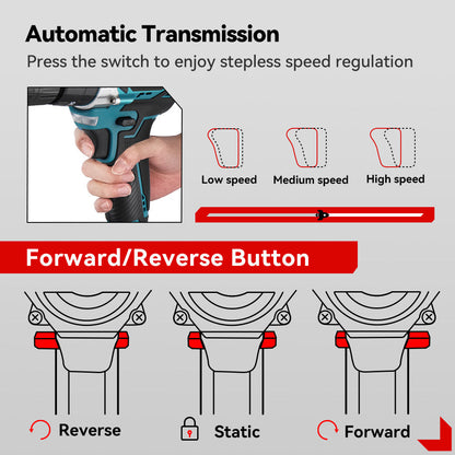 ONEVAN 450N¡¤m Brushless Cordless Impact Drill 25+3 Torque | For Makita 18V Battery