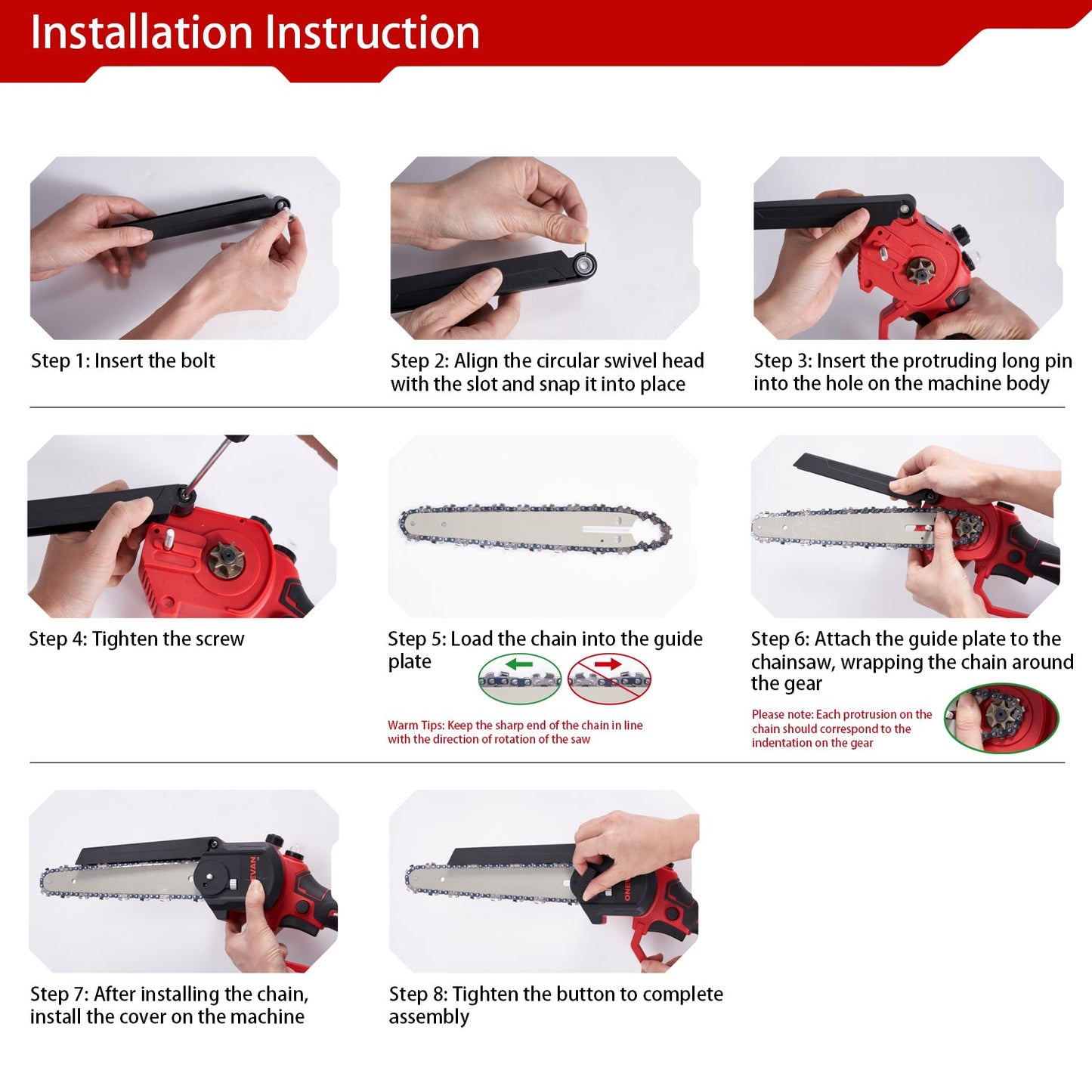 ONEVAN 8 Cordless Brushless Outdoor Pruning Saw | For Makita 18V Battery