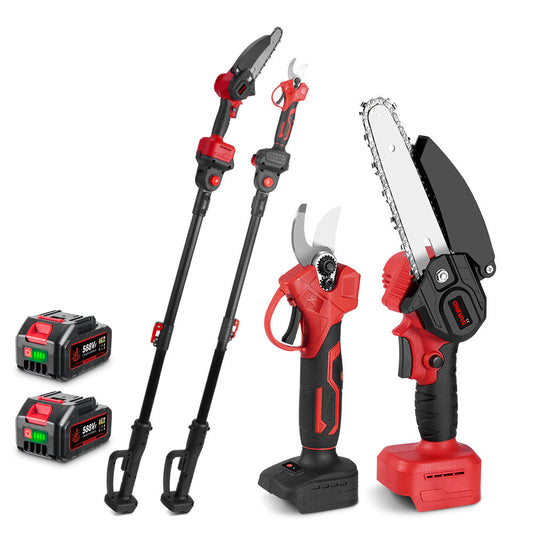 ONEVAN 6 Chainsaw & 25mm Pruner with 2m Telescoping Pole Brushless Cordless Combo Kit