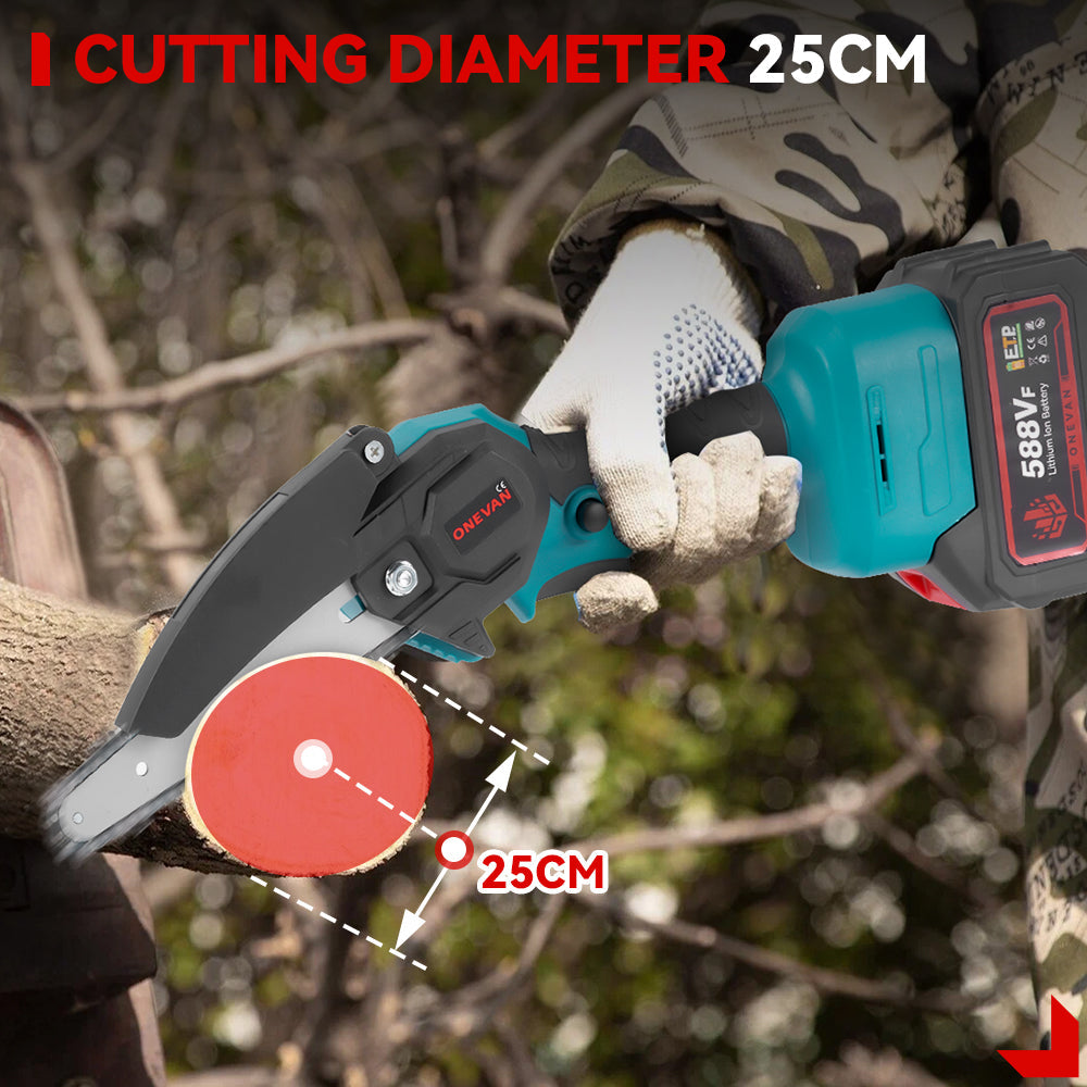 ONEVAN 6 Mini Brushless Cordless Chainsaw Compatible with Extension Pole