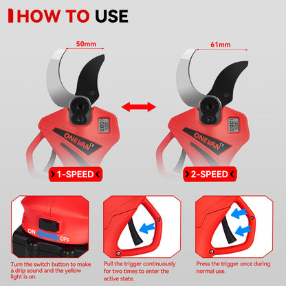 ONEVAN 61mm Brushless Cordless Electric Pruning Shears | For Makita 18V Battery