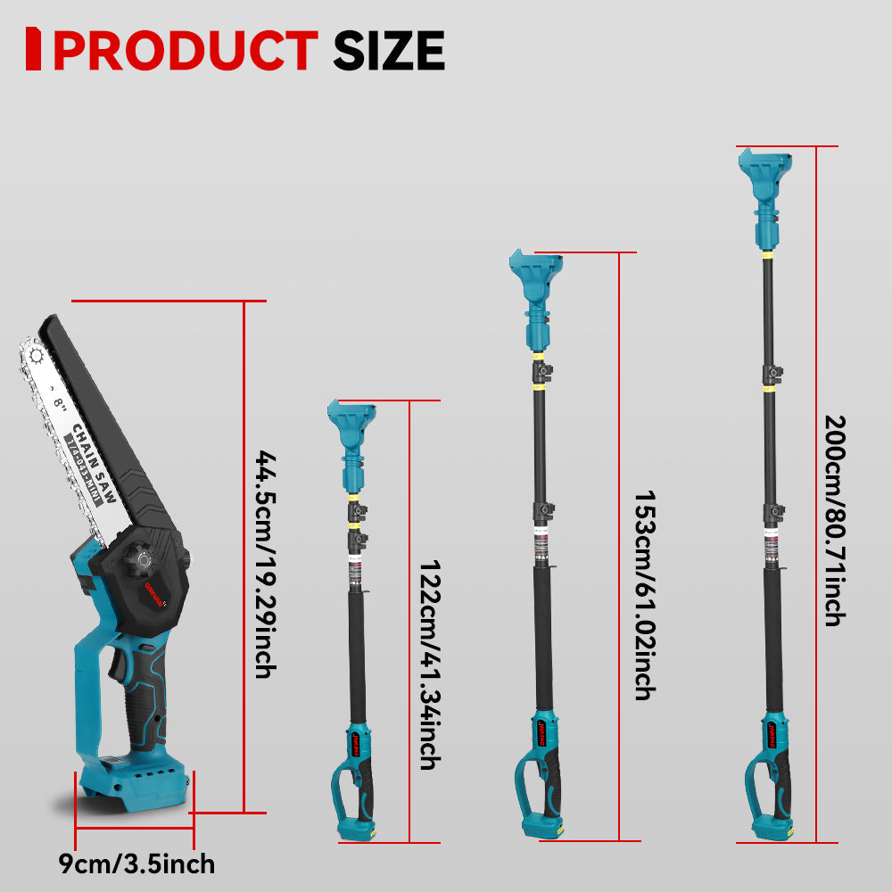 ONEVAN 8 Telescoping Pole(1.1-2m) Brushless Cordless Chainsaw | For Makita 18V Battery
