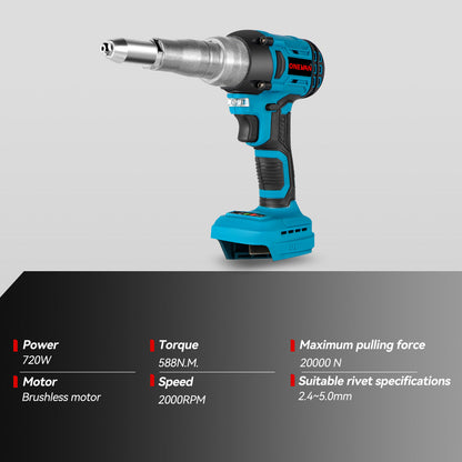 ONEVAN 20000N Brushless Electric Rivet Gun | For Makita 18V Battery