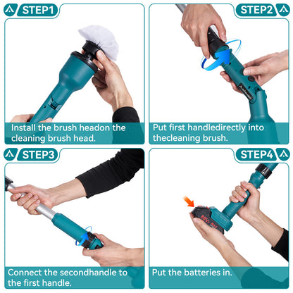 ONEVAN PowerClean Pro - Cordless Turbo Scrub with Adjustable Arm and 8 Interchangeable Heads