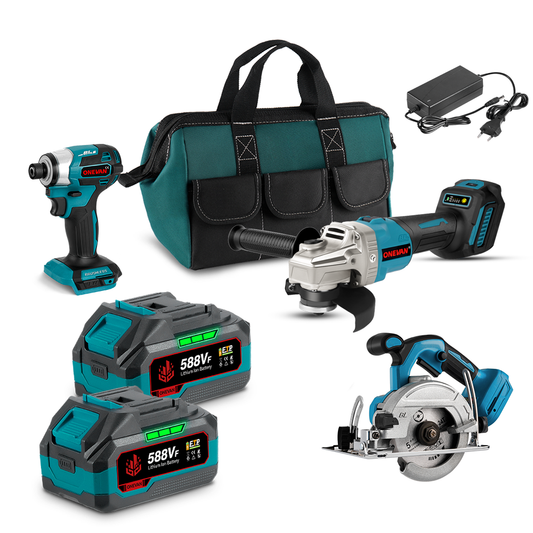 ONEVAN 125mm Circular Saw & Angle Grinder & 1/4 Screwdriver Brushless Cordless 3?Pc. Combo Kit 6.0Ah