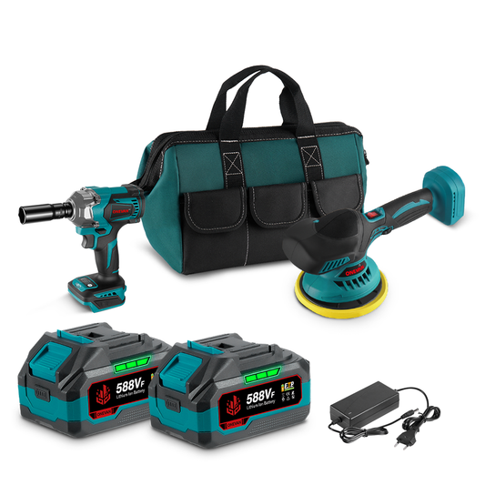ONEVAN 1/2 Brushless Impact Wrench & Cordless Polishing Machine 2?Pc. Combo Kit 6.0Ah